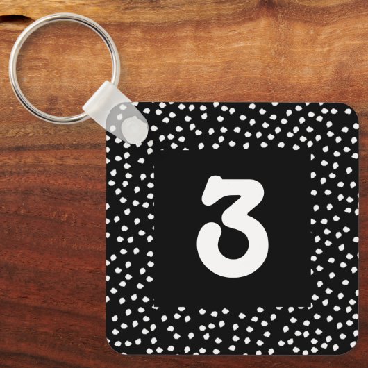 Hotel Airbnb Zimmernummer Moderne Niedliche Polka Schlüsselanhänger (Vorderseite)