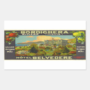 Hotel Belverdere Bordighera Rivera Italien  Rechteckiger Aufkleber