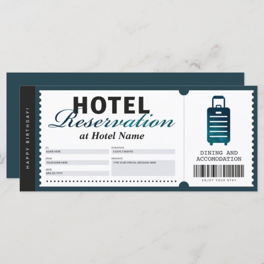 Hotel Bleibe Reservierung Aquamariner Gutschein (Vorne/Hinten)