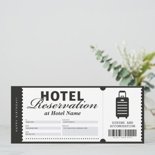 Hotel Bleibe Reservierungsgutschein Einladung (Stehend Vorderseite)