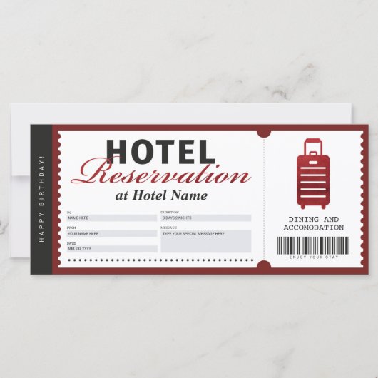 Hotel Bleibe Reservierungszertifikat Red Voucher (Vorderseite)