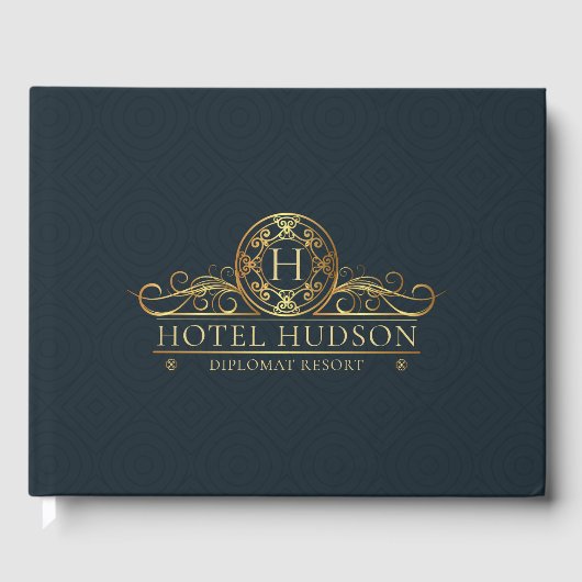 Hotel Branding Luxury Gold Blue Gästebuch (Vorderseite)