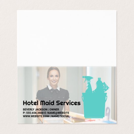 Hotel Cleaner | Maid-Services Visitenkarten (Außenseite Aufgefaltet)