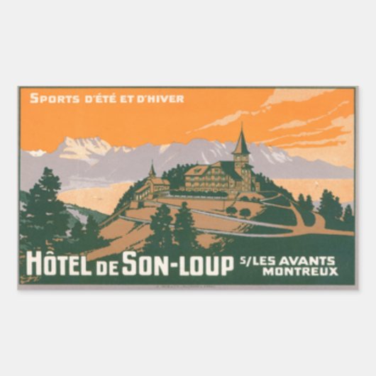 Hotel de son loup Montreux Schweiz Rechteckiger Aufkleber (Vorderseite)