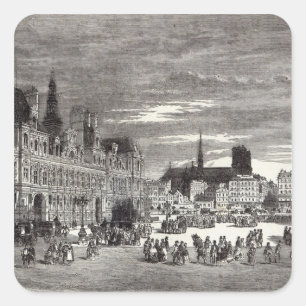 Hotel de Ville, Paris, 1847 Quadratischer Aufkleber