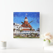 Hotel Del Coronado Quadratische Wanduhr (Zuhause)