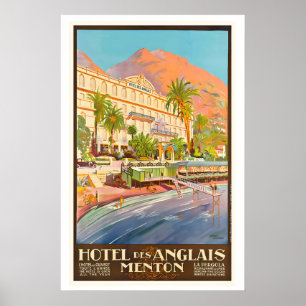 Hotel des Anglais Menton Vintage Reiseposter Poster