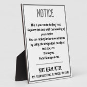 Hotel Empfang oder Zimmer Hinweis Plaque Fotoplatte (Seite)