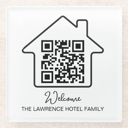Hotel Erwärmung Gift | Personalisierter QR-Code fü Glasuntersetzer (Vorderseite)