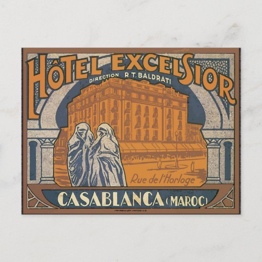 Hotel Excelsior Casablanca (Maroc), Vintag Postkarte (Vorderseite)