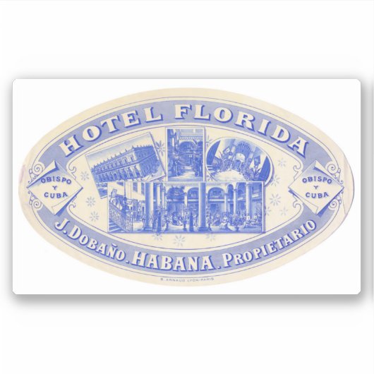 Hotel Florida Cuba Havana Aufkleber (Vorderseite)