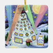 HOTEL FUNNY SNOWMAN, NORDLICHKEITEN UND PENGUINEN KERAMIKORNAMENT (Vorderseite)