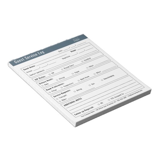 Hotel-Gästeservice-Log-Logo Minimalistisch Notizblock (angewinkelt)