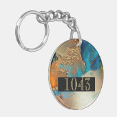 Hotel Lodge Resort DIY Gold orange blauer Marmor Schlüsselanhänger (Vorderseite links)