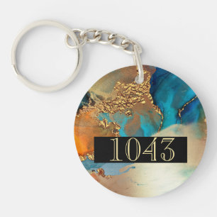 Hotel Lodge Resort DIY Gold orange blauer Marmor Schlüsselanhänger