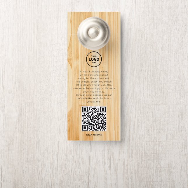 Hotel-Logo-QR-Code-Gästeinformations-Türhänger Türanhänger (Auf Knauf)