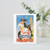 Hotel Madrid Vintage Travel Poster Postkarte (Stehend Vorderseite)