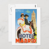 Hotel Madrid Vintage Travel Poster Postkarte (Vorne/Hinten)