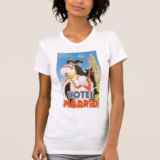 Hotel Madrid Vintage Travel Poster T-Shirt (Vorderseite)