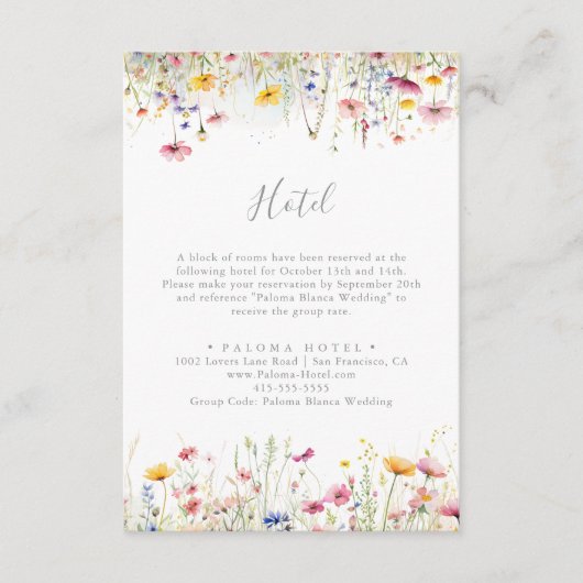 Hotel Meadow Colorful Wildblume Begleitkarte (Vorderseite)