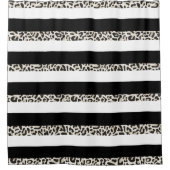 Hotel Monogram Black Rose Gold Weißer Streifen Bat Duschvorhang (Vorderseite)