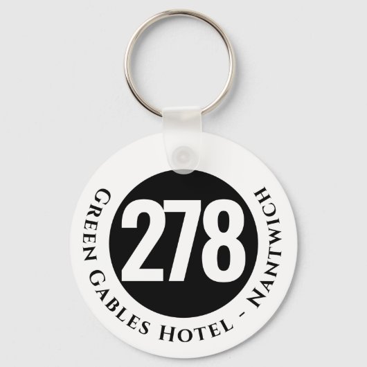 Hotel Name Plus Room Number on a Keychain Schlüsselanhänger (Rückseite)