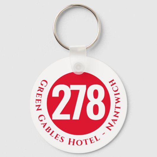Hotel Name Plus Room Number on a Keychain Schlüsselanhänger (Vorderseite)