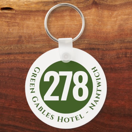 Hotel Name Plus Zimmernummer auf einem Schlüsselan Schlüsselanhänger (Vorderseite)