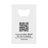 Hotel oder Restaurant mit QR Code. Hotel Guest Geldbeutel Flaschenöffner (Vorderseite)