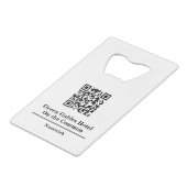 Hotel oder Restaurant mit QR Code. Hotel Guest Geldbeutel Flaschenöffner (Vorderseite Schrägansicht)