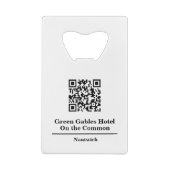 Hotel oder Restaurant mit QR Code. Hotel Guest Geldbeutel Flaschenöffner (Rückseite)