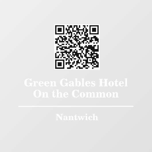 Hotel- oder Restaurantname mit QR-Code Fensteraufkleber (Blatt)
