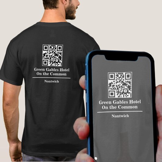 Hotel- oder Restaurantname mit QR-Code T-Shirt
