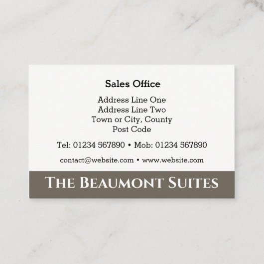 Hotel oder Unterkunft Business Card. Visitenkarte (Rückseite)