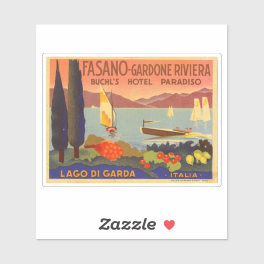 Hotel Paradiso Fasoan Gardone Riviera Aufkleber (Blatt)