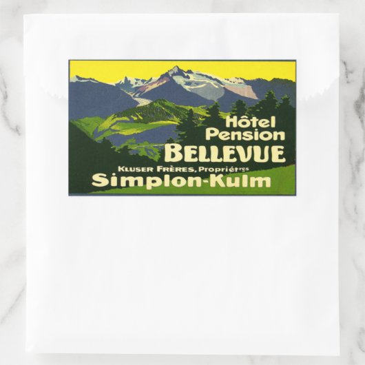 Hotel Pension Bellevue Rechteckige Aufkleber (Tasche)