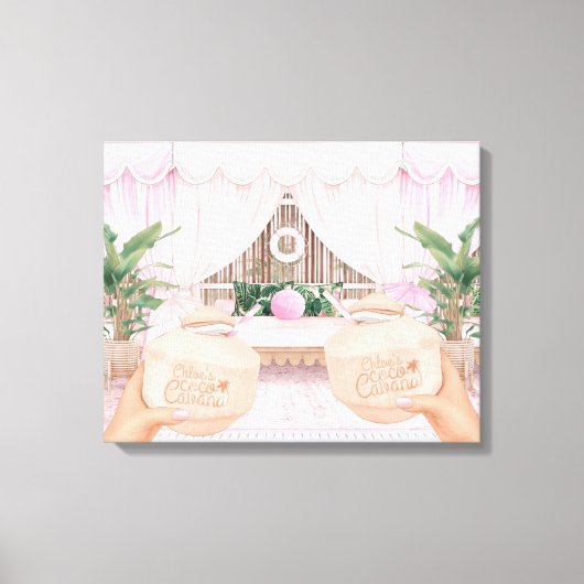 Hotel Pool Cabana | Kokosnuss Leinwanddruck (Vorderseite)