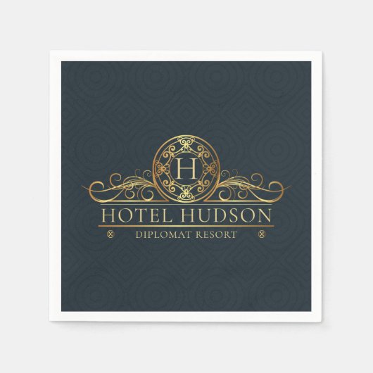 Hotel Resort Branding Luxus Mit Monogramm Serviette (Vorderseite)