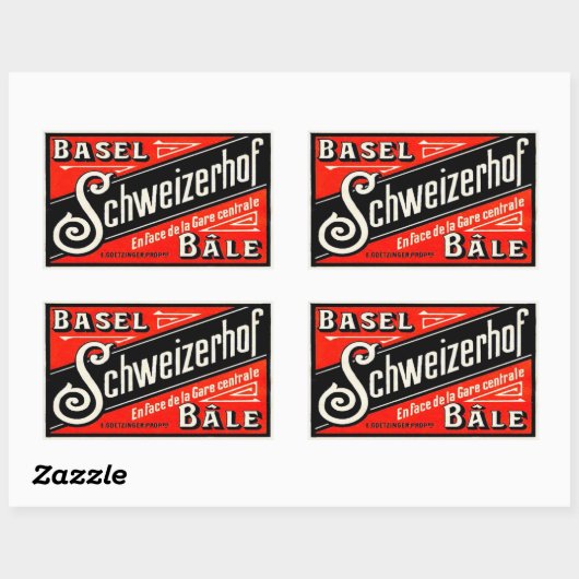 Hotel Schweizerhof (Basel - Schweiz) Rechteckiger Aufkleber (Blatt)