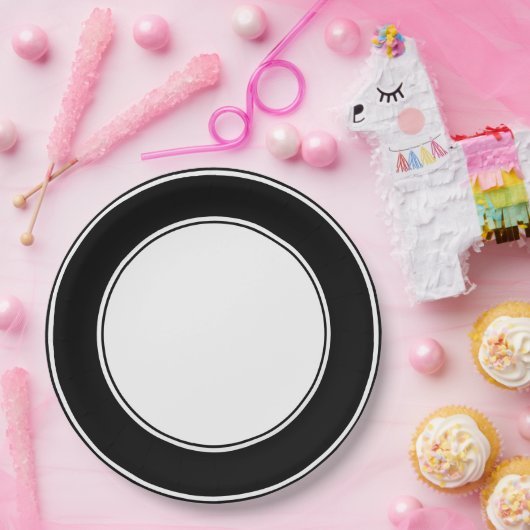 Hotel Streifen Schwarz und Weiß - Entsorgungsplatt Pappteller (Party)