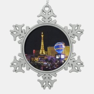 Hotel u. Kasino #3 Paris Las Vegas Schneeflocken Zinn-Ornament