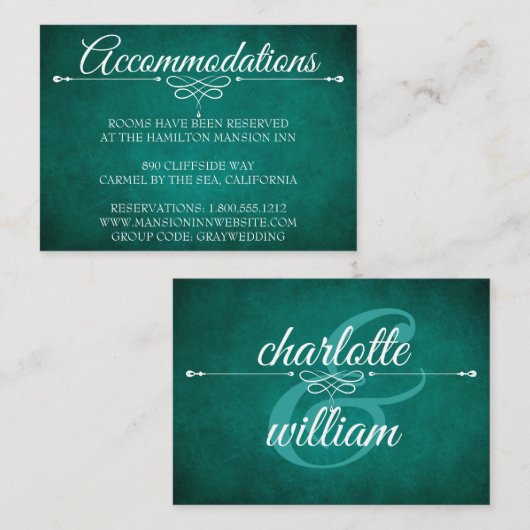 Hotel Unterkunft Karten modern dunkelgrün (Vorne/Hinten)