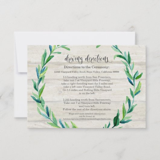 Hotel-Wegbeschreibung-Lorbeer-Blatt-Holz-Skript Einladung (Vorderseite)