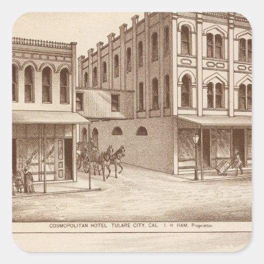 Hotel, Weinberg, Tulare Quadratischer Aufkleber (Vorderseite)