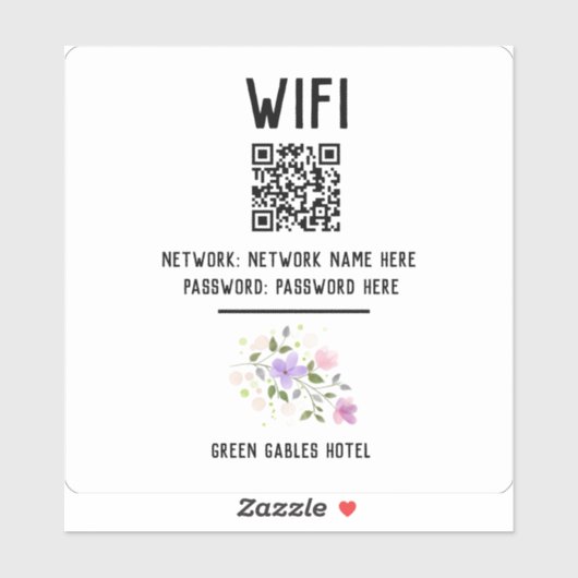 Hotel WiFi Aufkleber mit QR Code (Blatt)