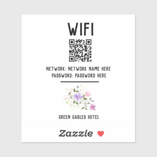 Hotel WiFi Aufkleber mit QR Code (Blatt)