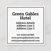 Hotel Wifi Details Plus QR Code Plus Adresse Telefonnummerkarte (Rückseite)