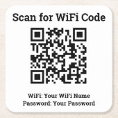 Hotel Wifi Details Plus QR Code Rechteckiger Pappuntersetzer (Vorderseite)