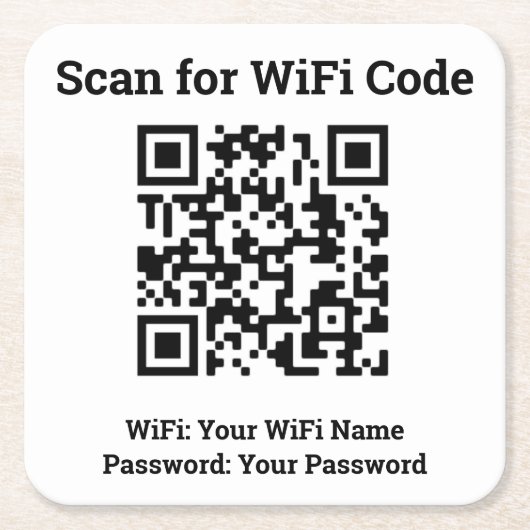 Hotel Wifi Details Plus QR Code Rechteckiger Pappuntersetzer (Vorderseite)