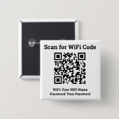 Hotel Wifi Details Plus QR Code Wearable Staff Button (Vorne & Hinten)